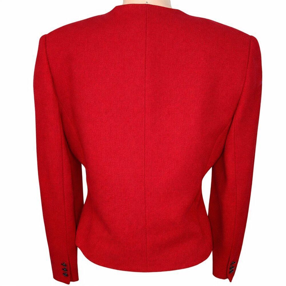 Valerie Stevens Red Wool Skirt Suit Size 6 Vintage Power Suit Set - Picture 5 of 9